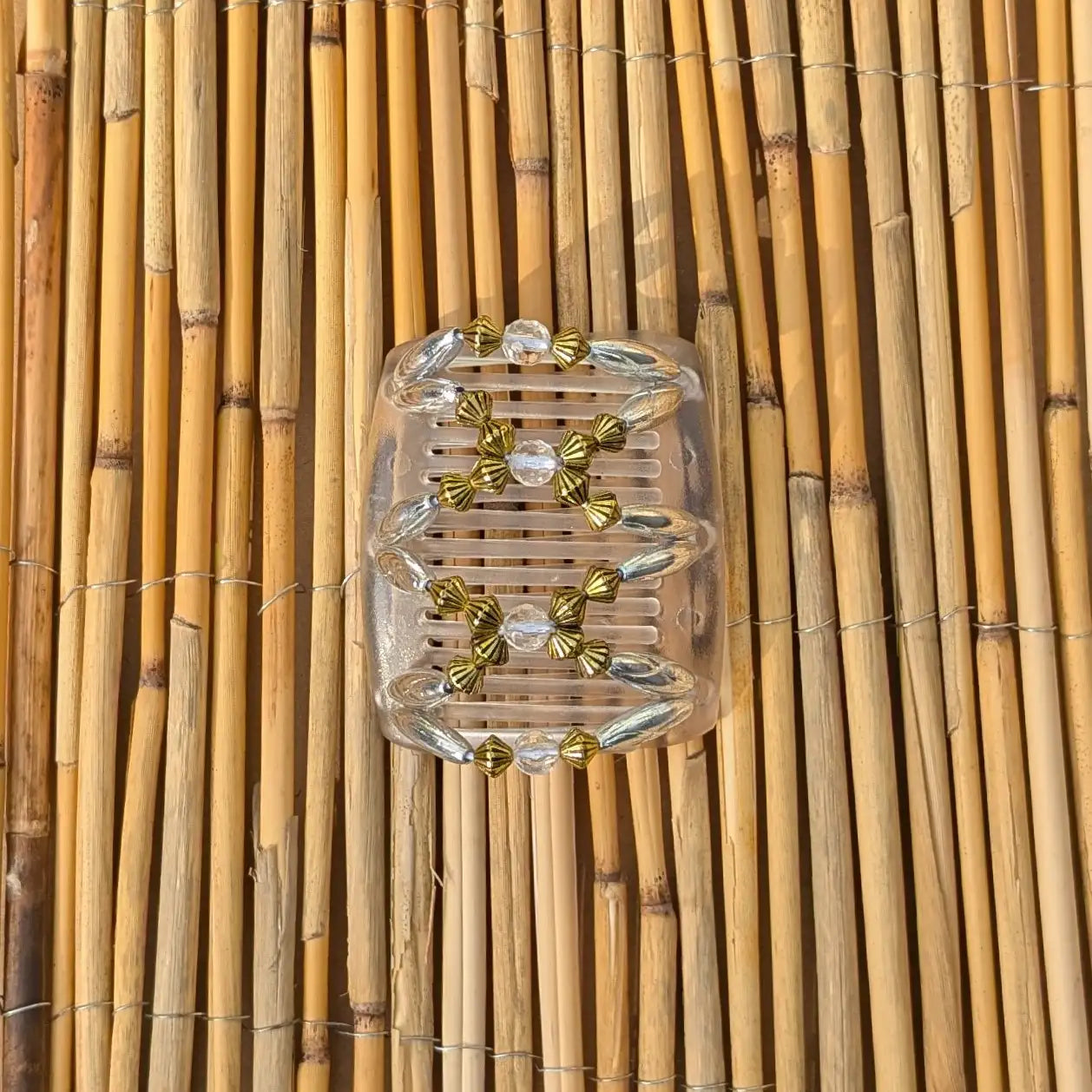 Chameleon "Dalena" mit silber-goldenen Kunstperlen durchsichtig