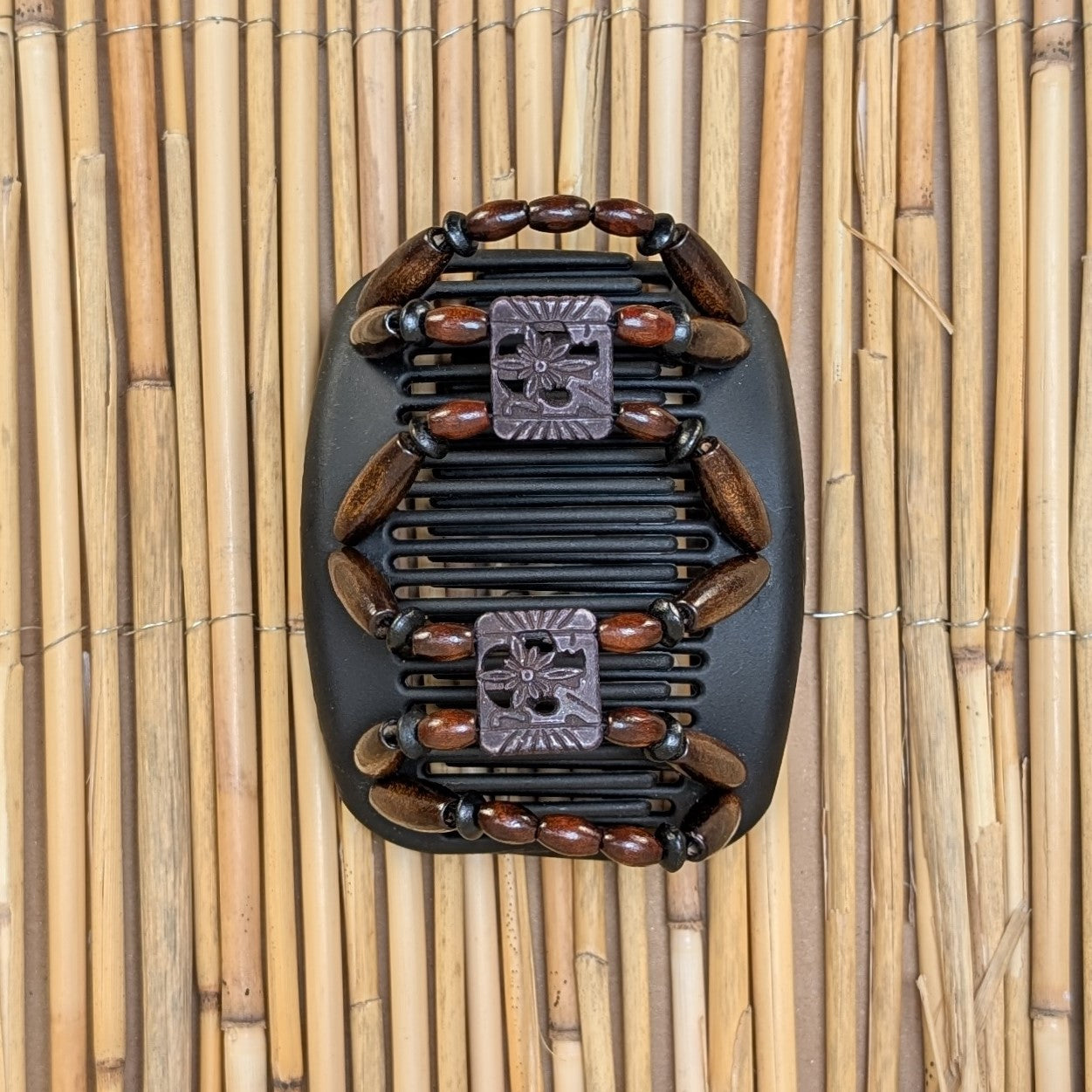 African Butterfly "Dupla" mit braun-schwarzen Holzperlen schwarz