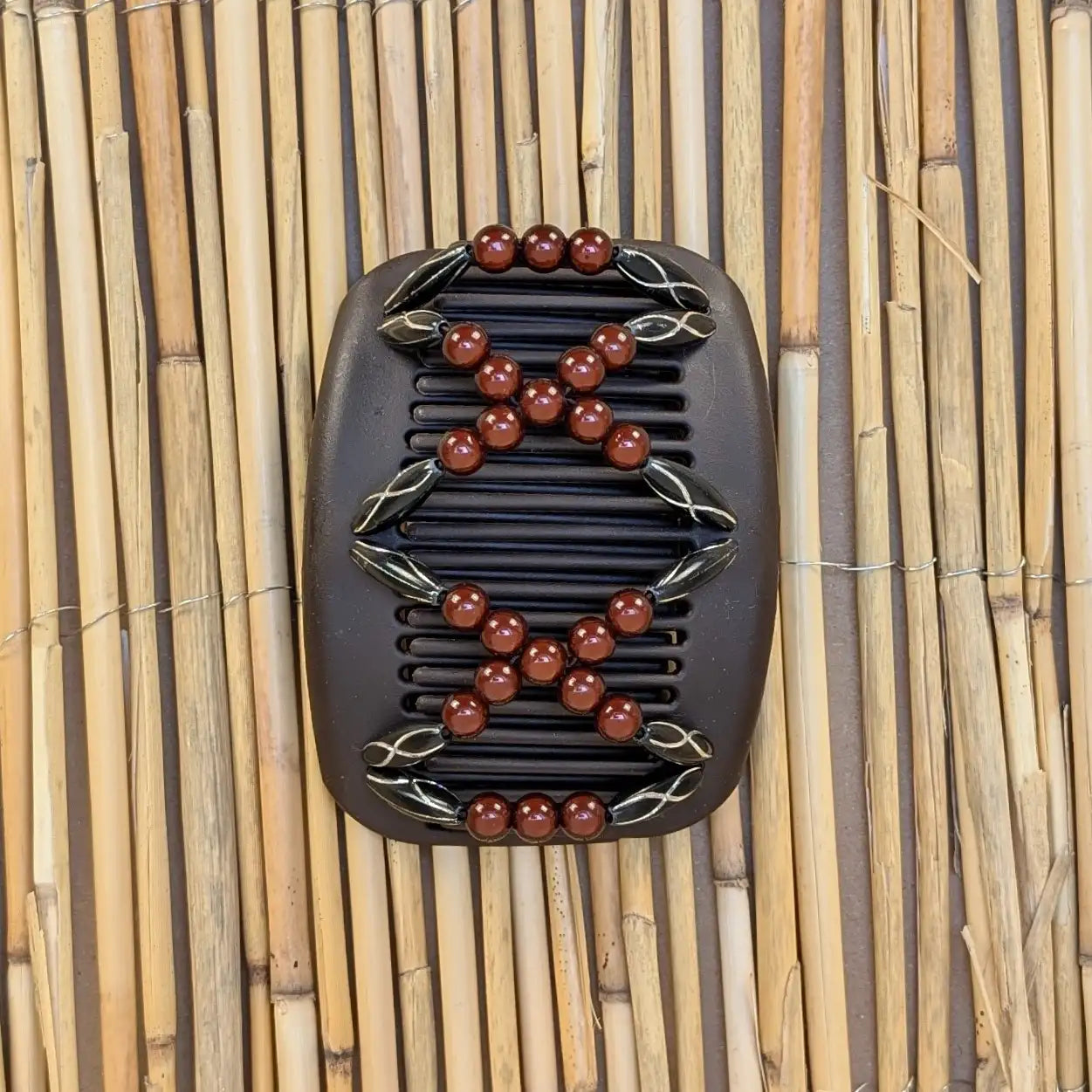 African Butterfly "Dalena" mit schwarz-braunen Kunstperlen braun