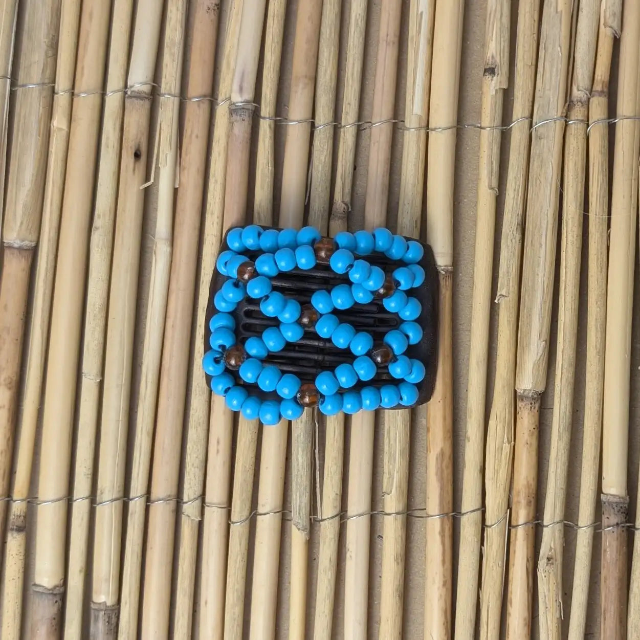 Ladybug (mini) "Ndbele" mit türkis-braunen Holzperlen schwarz