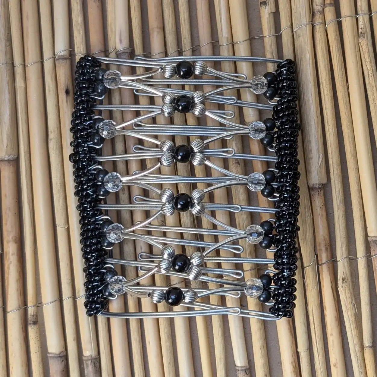 Rhino "Beada Tube" extragroß mit silber-schwarzen Kunstperlen