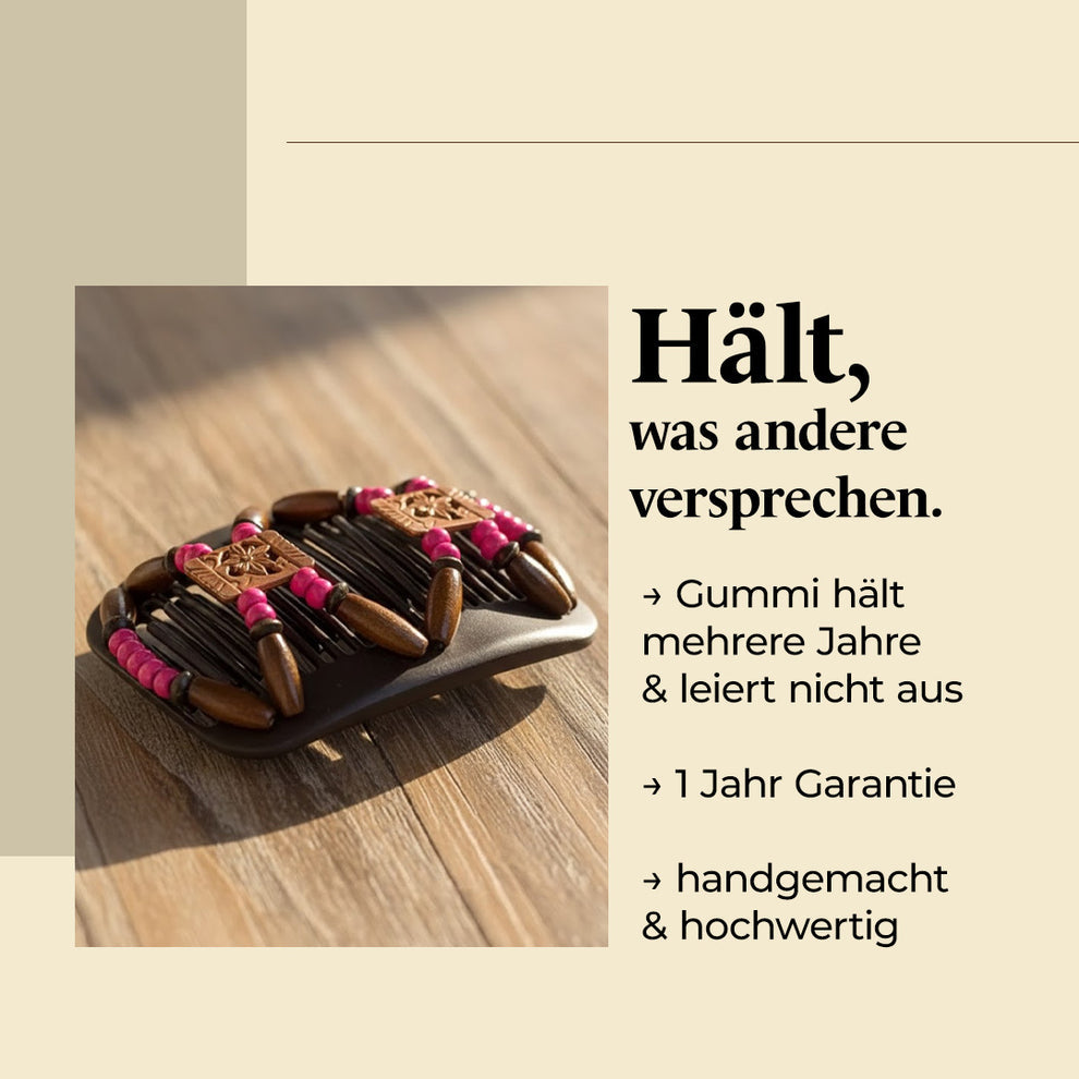 African Butterfly "Dupla" mit hellen-braunen Holzperlen braun