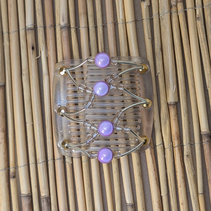 Chameleon "Beada Tube" mit gold-lila Kunstperlen durchsichtig