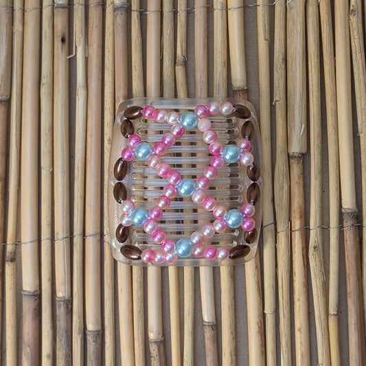 Chameleon "Ndalena" mit rosa-blauen Kunstperlen durchsichtig