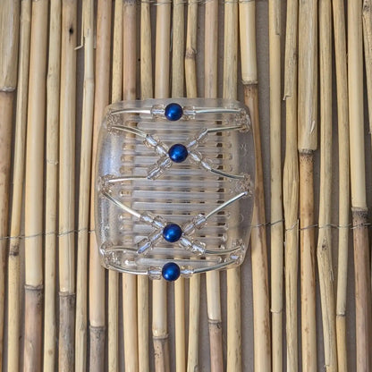 Chameleon "Beada Tube" mit klaren-blauen Kunstperlen durchsichtig