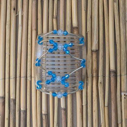 Chameleon "Beada Tube" mit blauen Kunstperlen durchsichtig