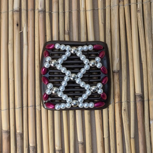 Chameleon "Ndalena" mit rot-weißen Kunstperlen schwarz