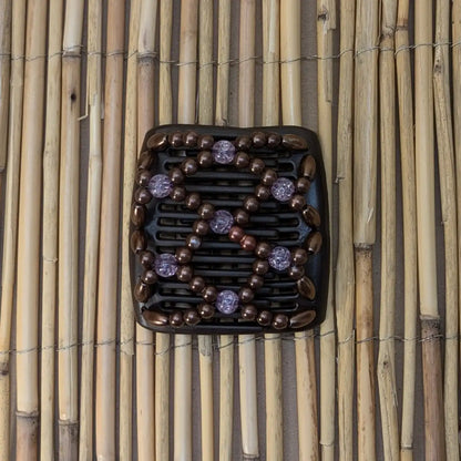 Chameleon "Ndalena" mit braun-lila Kunstperlen braun