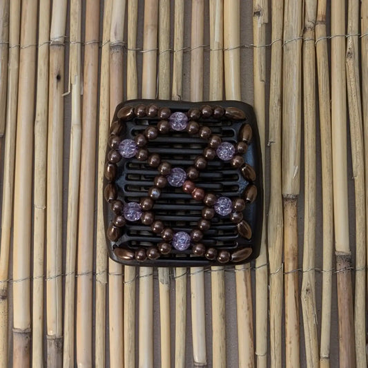 Chameleon "Ndalena" mit braun-lila Kunstperlen braun