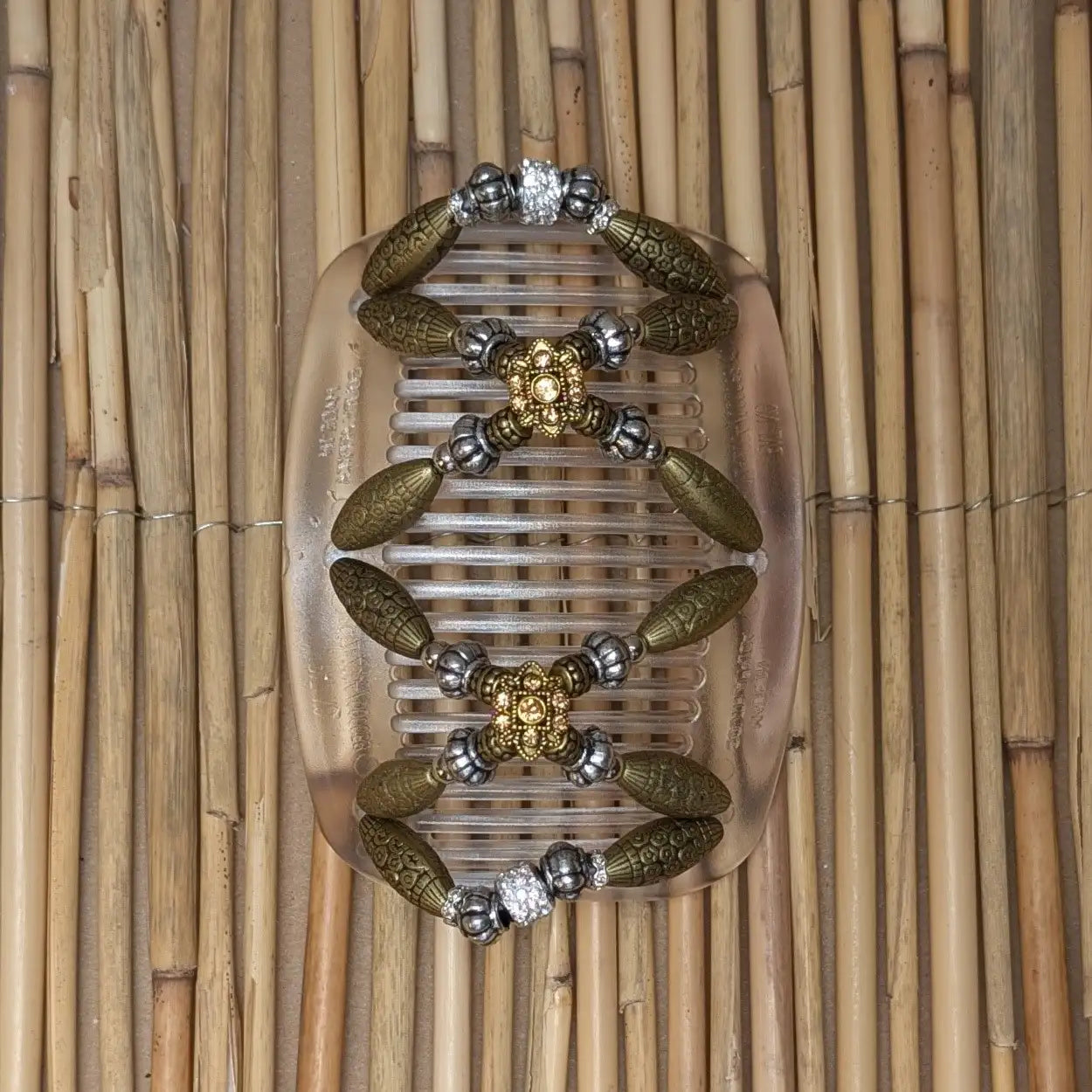 African Butterfly Deluxe "Dalena" mit gold-silbernen Kunstperlen