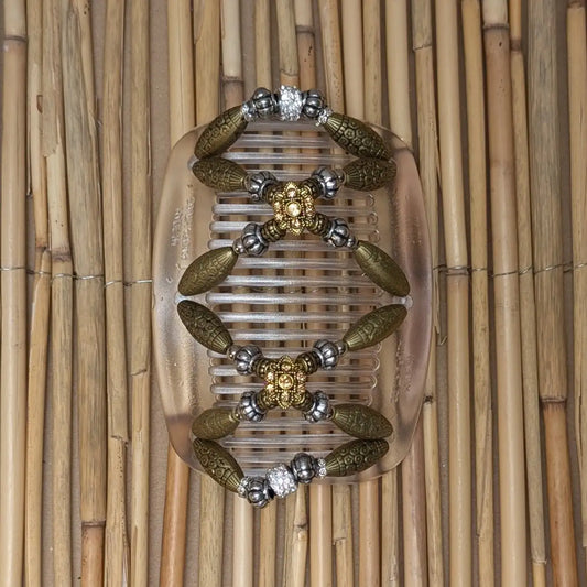 African Butterfly Deluxe "Dalena" mit gold-silbernen Kunstperlen