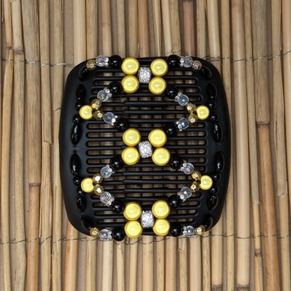 African Butterfly Deluxe "Ndalena" mit schwarz-gelben Kunstperlen schwarz