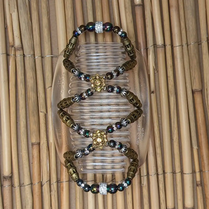 African Butterfly Deluxe "Dalena" mit gold-regenbogen Kunstperlen durchsichtig