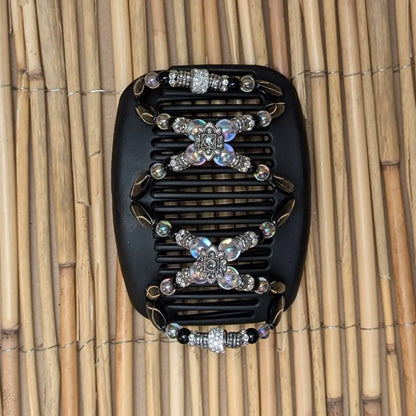 African Butterfly Deluxe "Dalena" mit schwarz-silbernen Kunstperlen schwarz