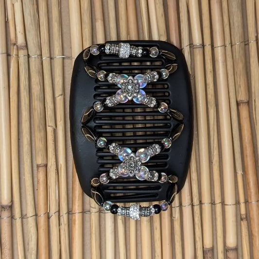 African Butterfly Deluxe "Dalena" mit schwarz-silbernen Kunstperlen schwarz