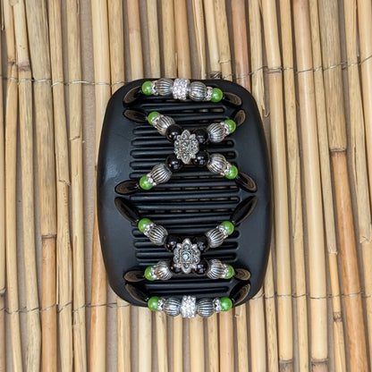 African Butterfly Deluxe "Dalena" mit schwarz-grünen Kunstperlen schwarz
