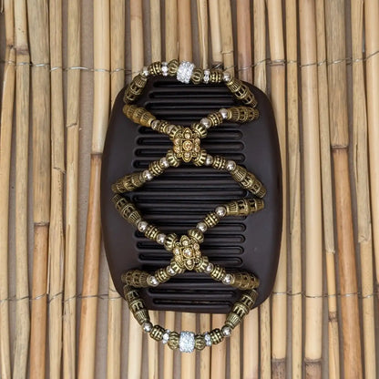 African Butterfly Deluxe "Dalena" mit goldenen Kunstperlen braun