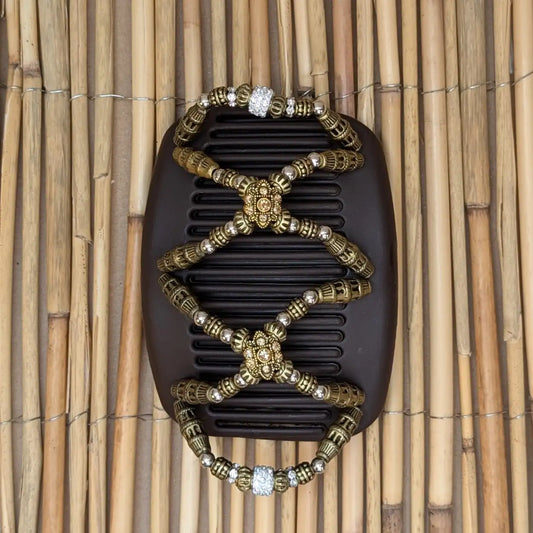 African Butterfly Deluxe "Dalena" mit goldenen Kunstperlen braun