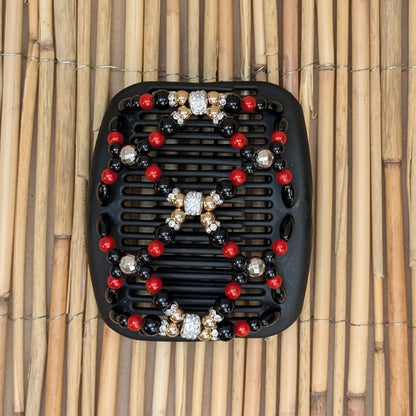 African Butterfly Deluxe "Ndalena" mit schwarz-roten Kunstperlen schwarz