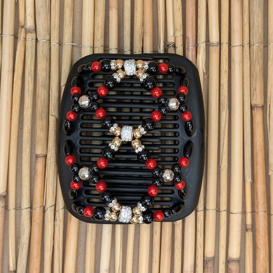 African Butterfly Deluxe "Ndalena" mit schwarz-roten Kunstperlen schwarz
