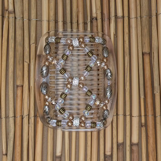 African Butterfly Deluxe "Ndalena" mit silber-goldenen Kunstperlen durchsichtig
