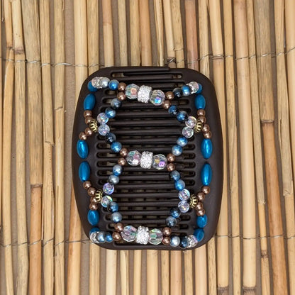 African Butterfly Deluxe "Ndalena" mit blau-braunen Kunstperlen braun