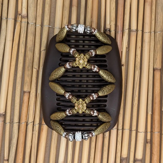 African Butterfly Deluxe "Dalena" mit gold-braunen Kunstperlen braun