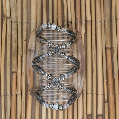 African Butterfly Deluxe "Dalena" mit silber-klaren Kunstperlen durchsichtig