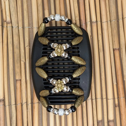 African Butterfly Deluxe "Dalena" mit gold-schwarzen Kunstperlen schwarz
