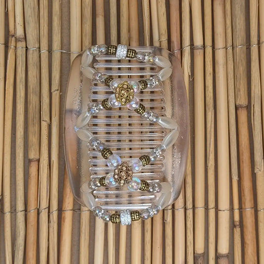 African Butterfly Deluxe "Dalena" mit weiß-klaren Kunstperlen durchsichtig