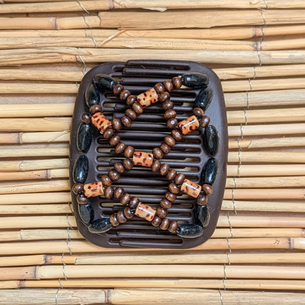 African Butterfly "Ndbele" mit braun-leo Holzperlen braun