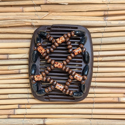 African Butterfly "Ndbele" mit braun-leo Holzperlen braun