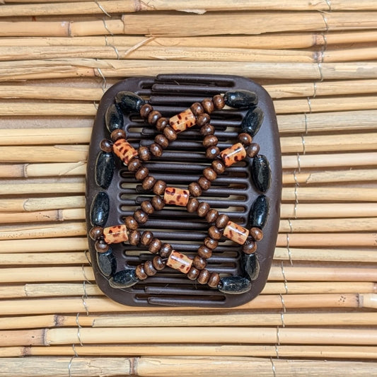 African Butterfly "Ndbele" mit braun-leo Holzperlen braun