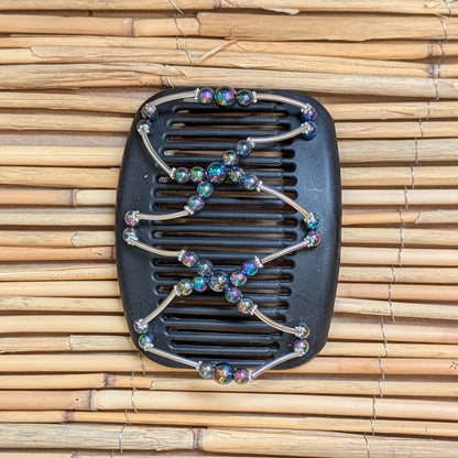 African Butterfly "Beada Tube" mit regenbogen Kunstperlen schwarz