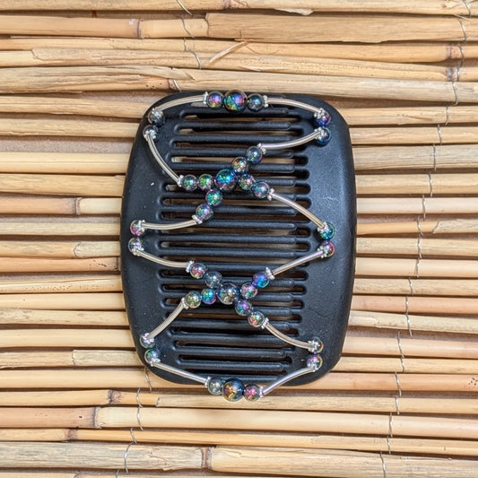 African Butterfly "Beada Tube" mit regenbogen Kunstperlen schwarz