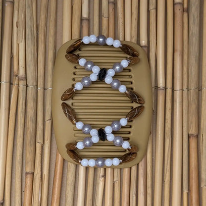 African Butterfly "Dalena" mit kupfer-weißen Kunstperlen beige