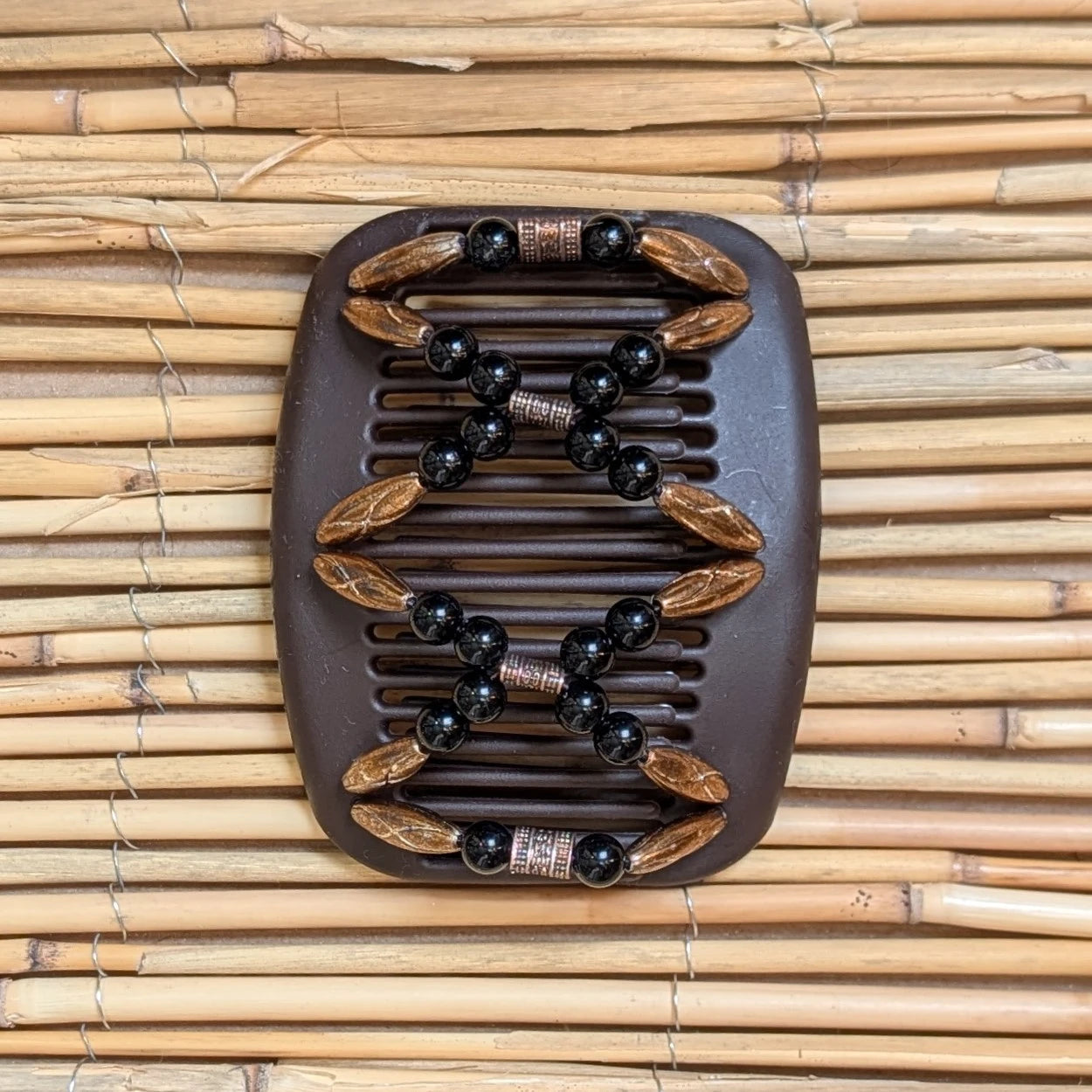 African Butterfly "Dalena" mit bronze-schwarzen Kunstperlen braun