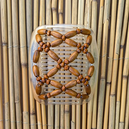 African Butterfly "Dalena" mit schwarz-türkisen Kunstperlen durchsichtig