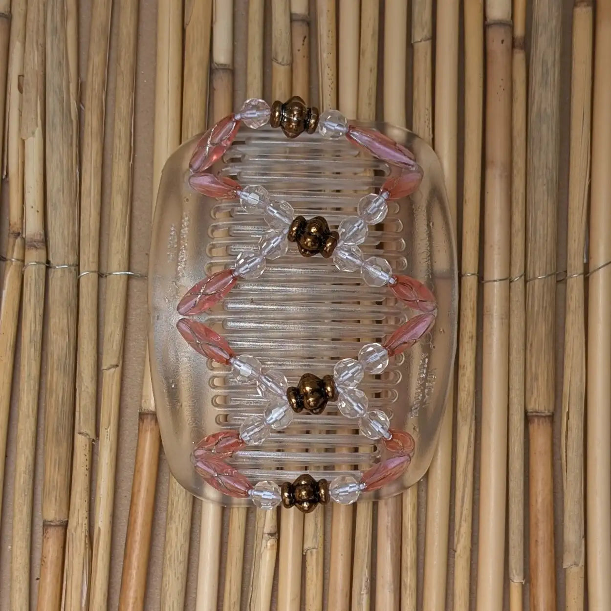 African Butterfly "Dalena" mit rosa-klaren Kunstperlen durchsichtig