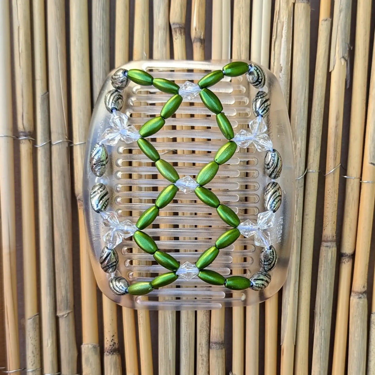 African Butterfly "Dalena" mit schwarz-braunn Kunstperlen durchsichtig