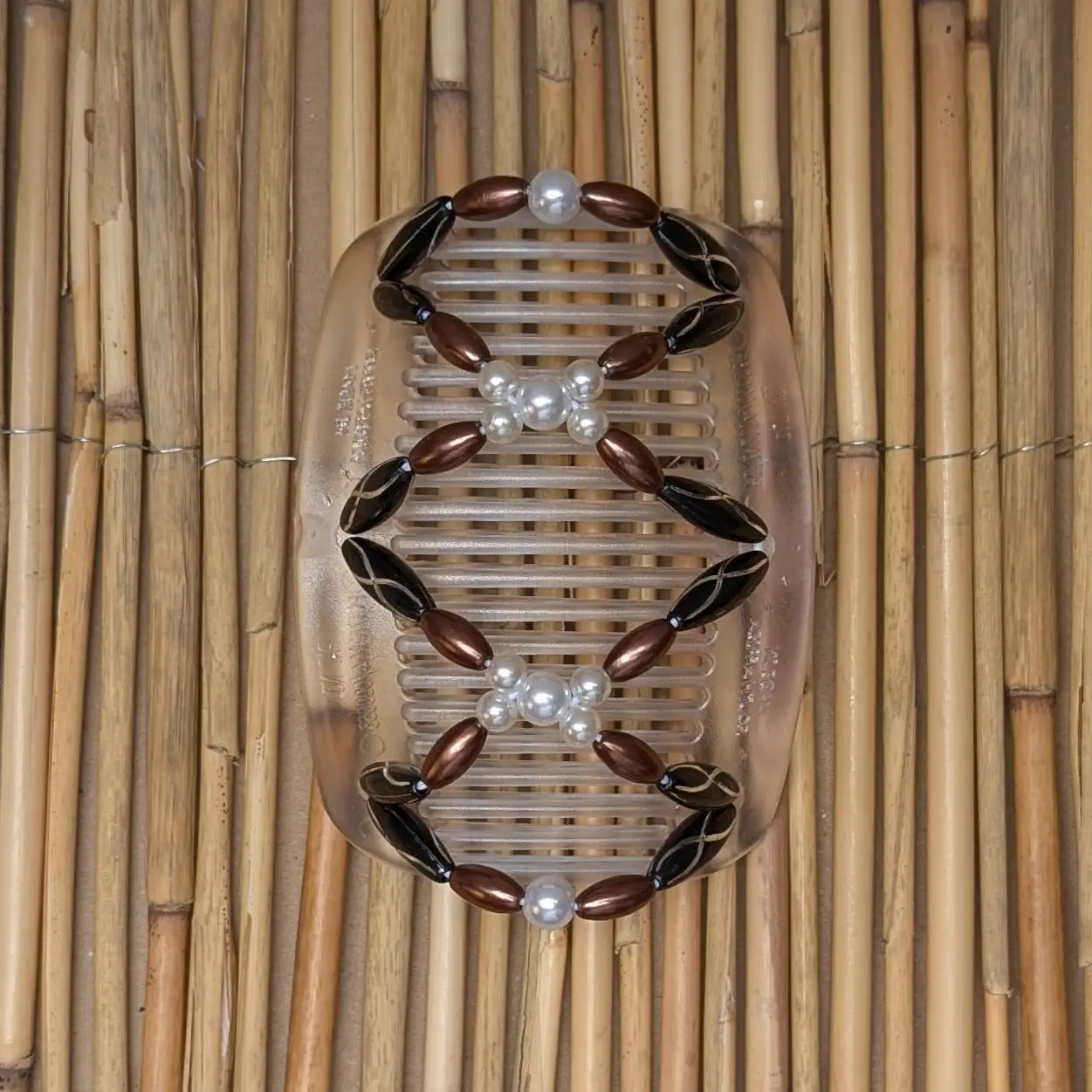 African Butterfly "Dalena" mit schwarz-braunn Kunstperlen durchsichtig