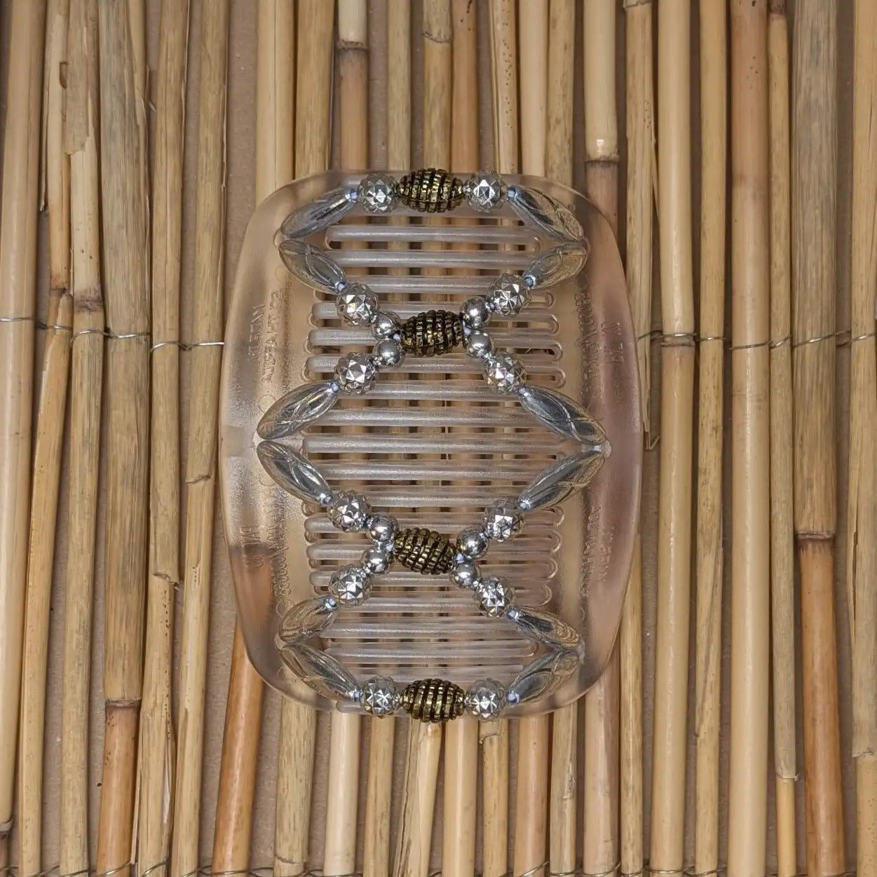 African Butterfly "Dalena" mit silbernen Kunstperlen durchsichtig