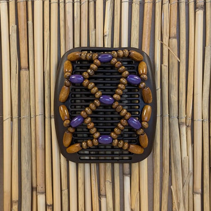 African Butterfly "Ndebele" mit braun-lila Holzperlen braun