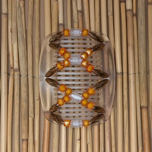 African Butterfly "Dalena" mit kupfer-orangenen Kunstperlen durchsichtig