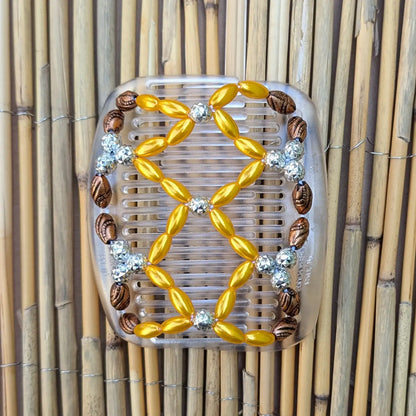 African Butterfly "Ndalena" mit kupfer-gelbe Kunstperlen durchsichtig