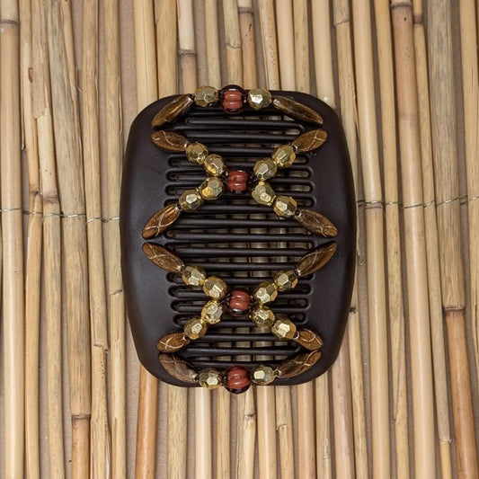 African Butterfly "Dalena" mit kupfer-braunen Kunstperlen braun