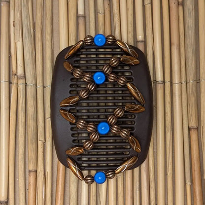 African Butterfly "Dalena" mit kupfer-blauen Kunstperlen braun