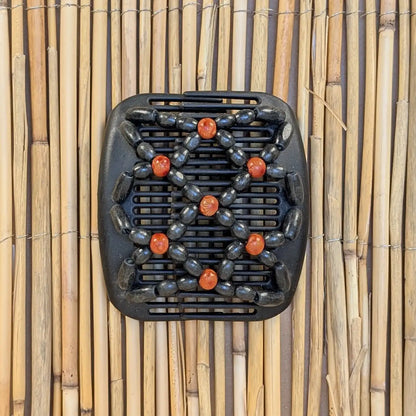 African Butterfly "Ndebele" mit schwarz-roten Holzperlen schwarz