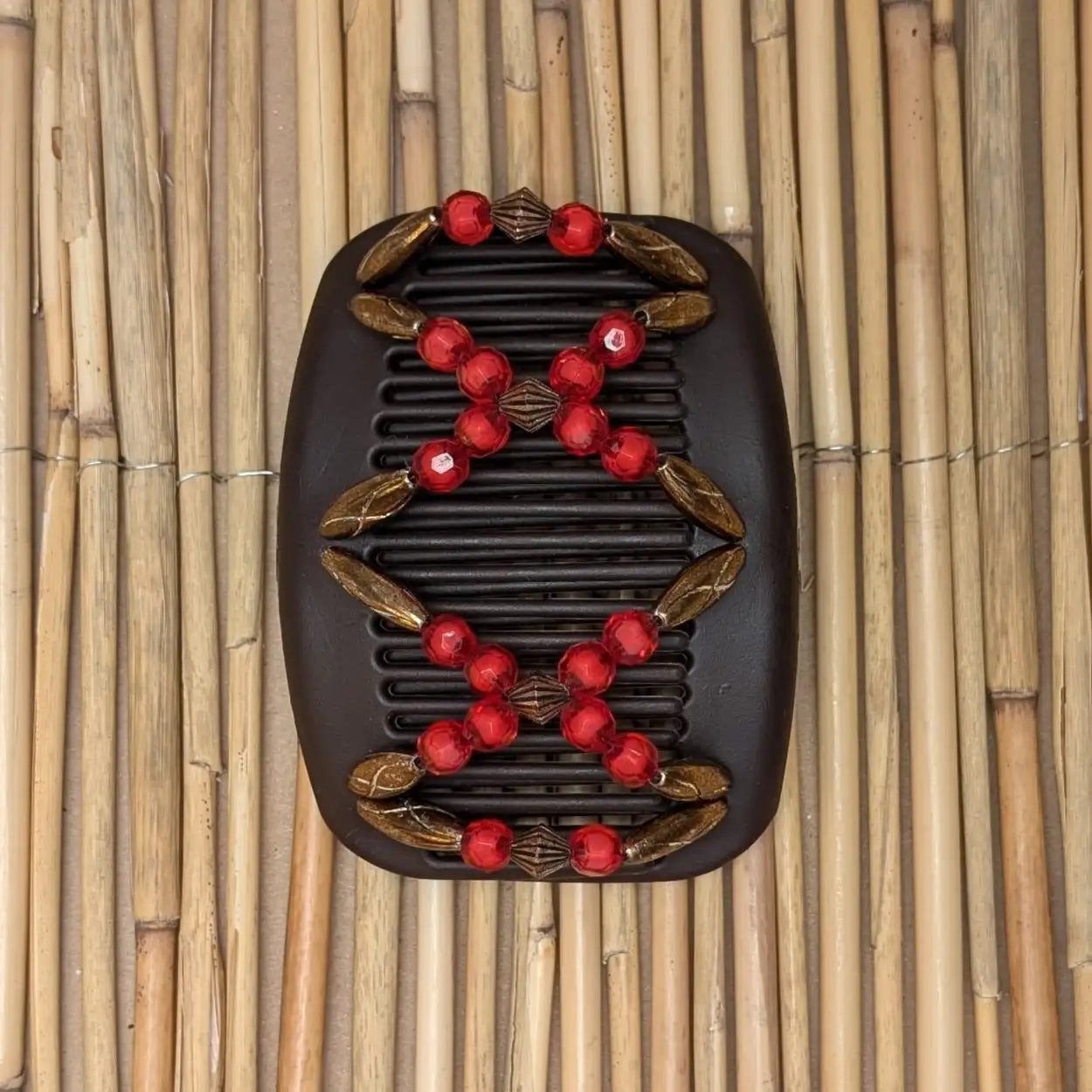 African Butterfly "Dalena" mit bronze-roten Kunstperlen braun