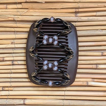 African Butterfly "Dalena" mit schwarzen Kunstperlen braun